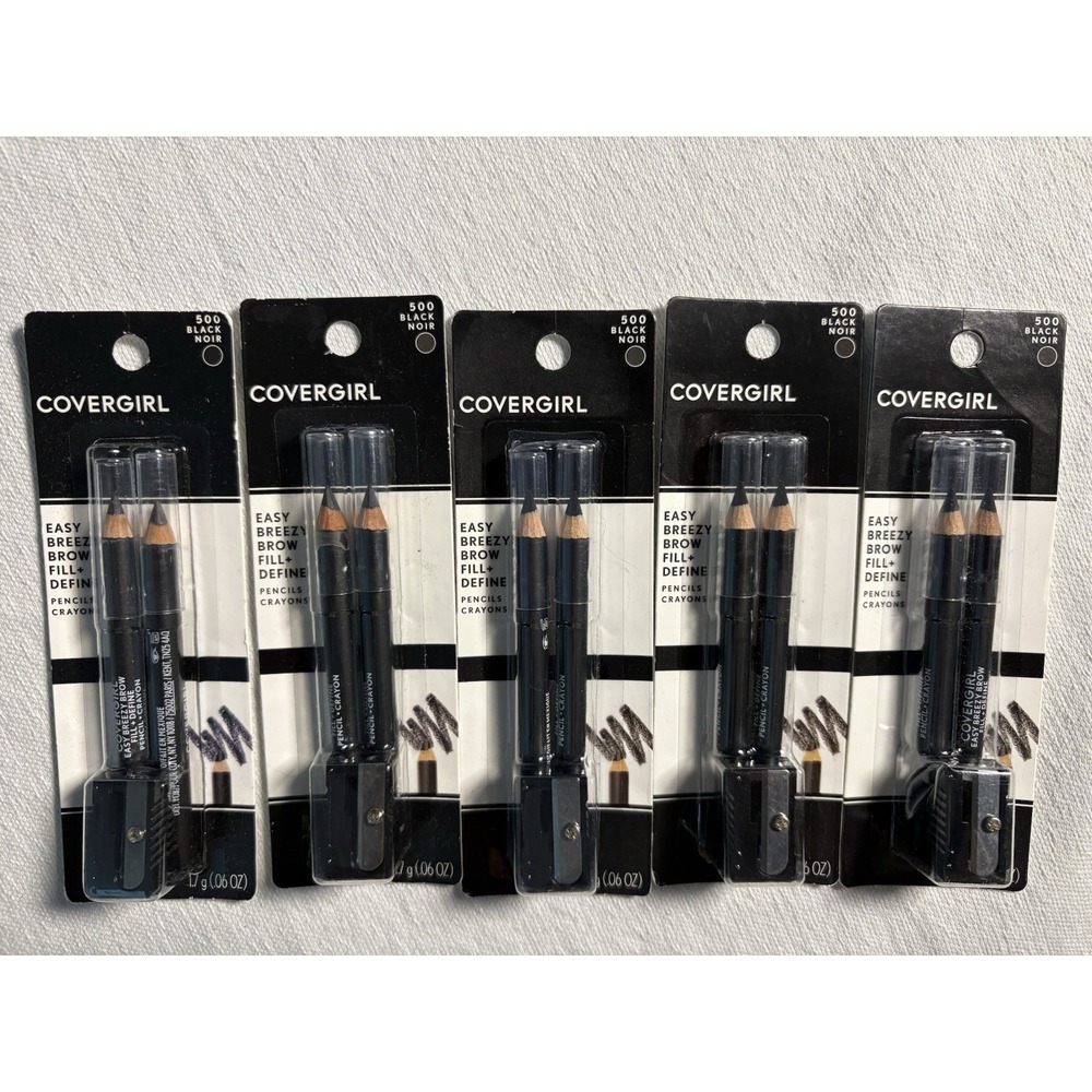 NEW CoverGirl Easy Breezy Brow Fill+Define Eyebrow Pencil # 500 Black 5 PACK